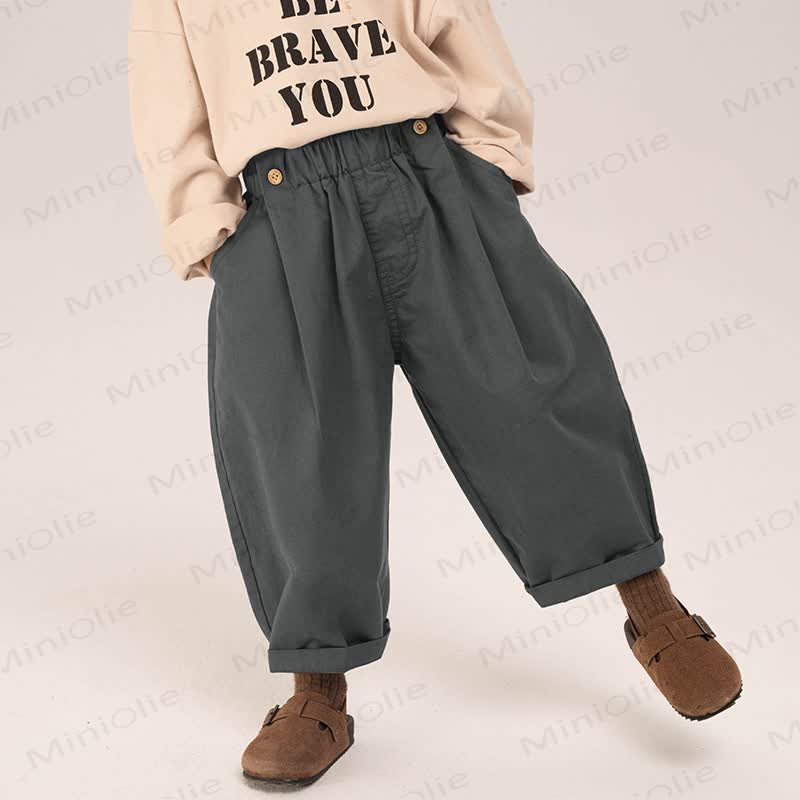Toddler Boys Solid Color Relaxed Rolled Cuff Wide Leg Pants - image 1