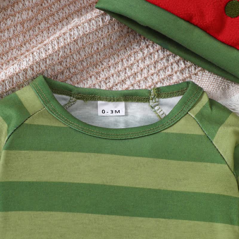 Baby Green Stripe Bodysuit with Hat - image 5