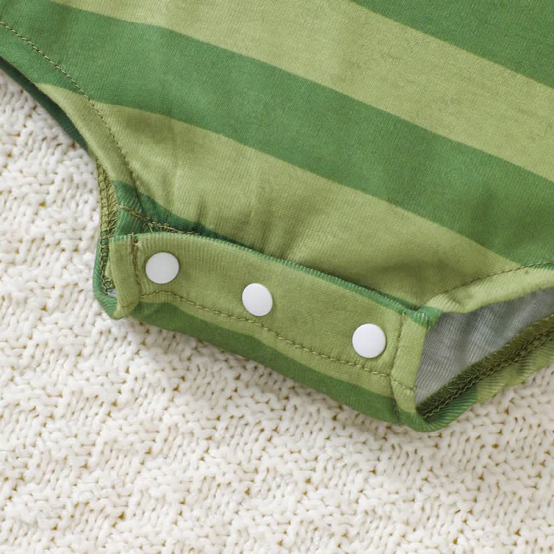 Baby Green Stripe Bodysuit with Hat - image 7