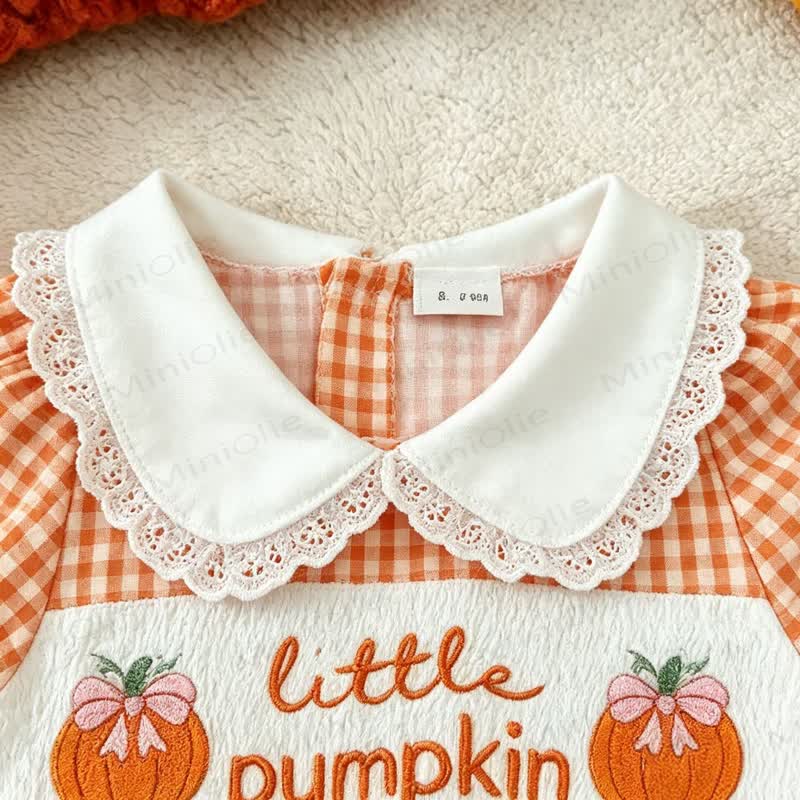 LITTLE PUMPKIN Baby Orange Gingham Smocked Bodysuit - image 3
