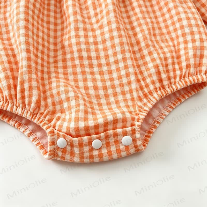 LITTLE PUMPKIN Baby Orange Gingham Smocked Bodysuit - image 7