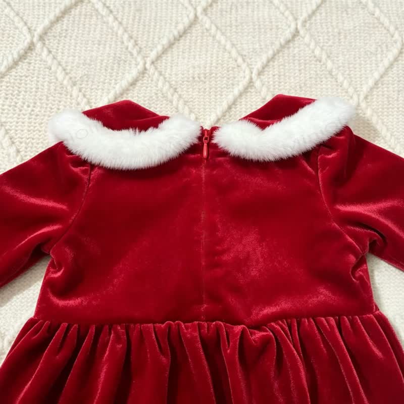 Baby Velvet Skirted Bodysuit with Hat - image 5