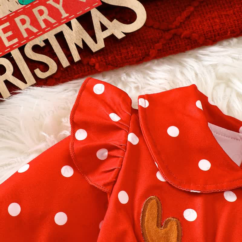 Baby Christmas Reindeer Dot Bodysuit - image 5