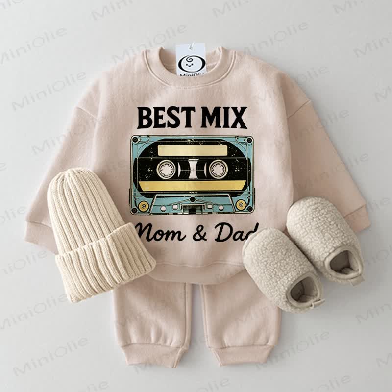 BEST MIX MOM & DAD Baby Sweatshirt 2-piece Set - Beige - 2-3T - image 1