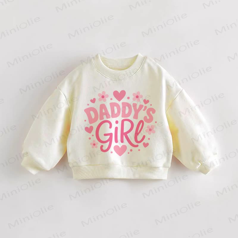 DADDY'S GIRL Baby Toddler Flower and Heart Cream Sweatshirt - Cream - 3-5T - image 1