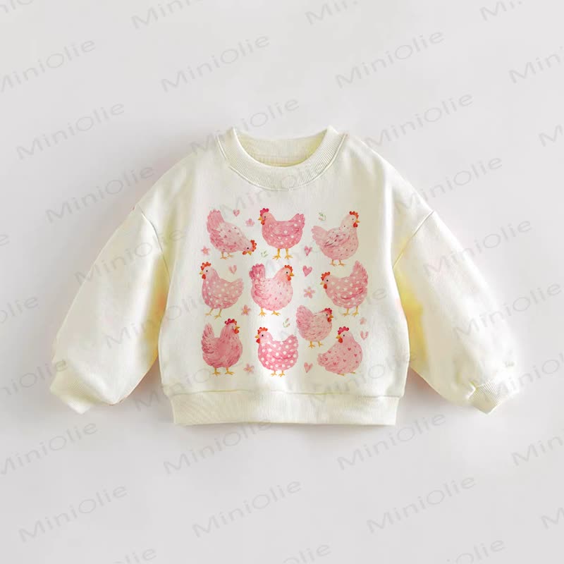 Baby Toddler Chicken Cream Sweatshirt - Cream - 3-5T - image 1