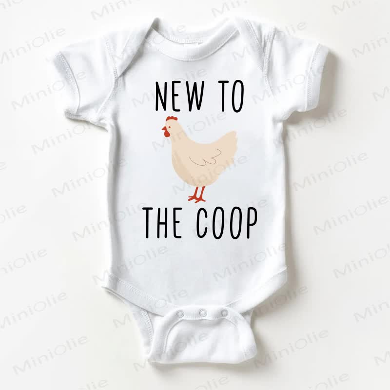 NEW TO THE COOP Baby Chicken Print White Bodysuit - White - 18-24M - image 1