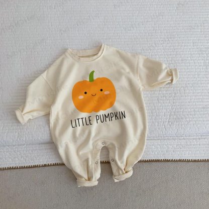 LITTLE PUMPKIN Baby Smiling Pumpkin Beige Romper - Beige - 2-3T - image 1