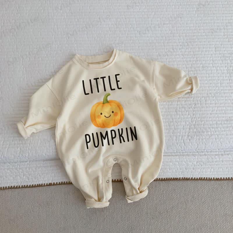 LITTLE PUMPKIN Baby Pumpkin Print Beige Romper - Beige - 2-3T - image 1