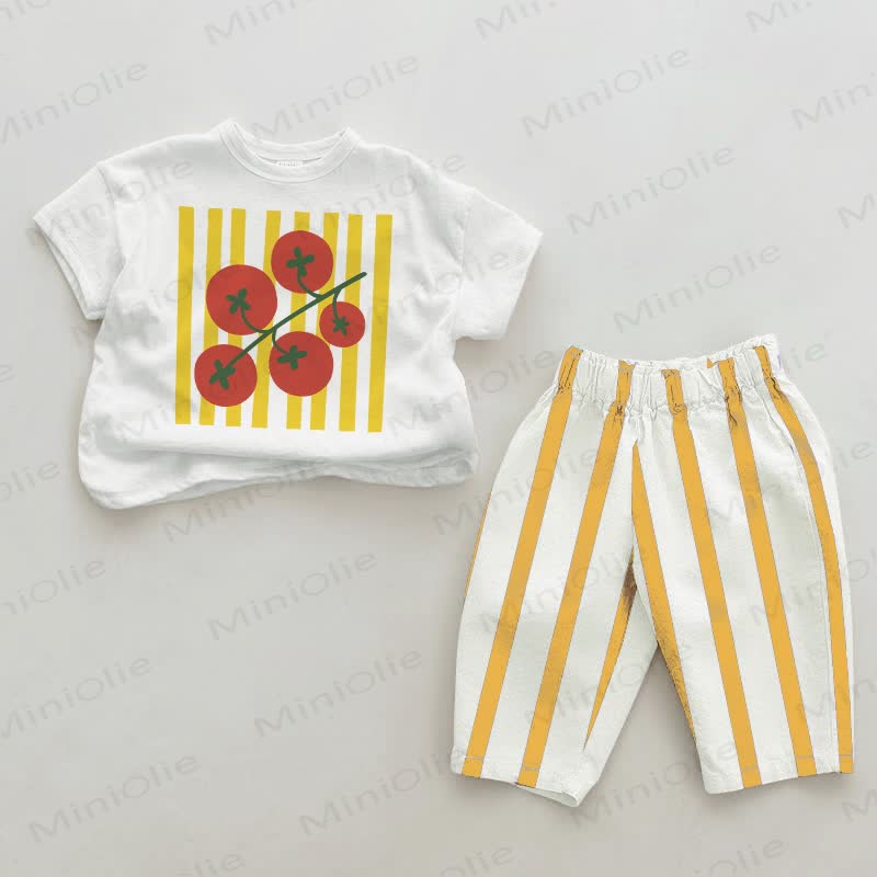 Baby Tomato Yellow Vertical Striped 2-piece Set - White&Yellow - 2-3T - image 1