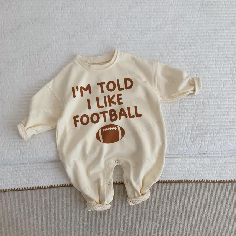 I'M TOLD I LIKE FOOTBALL Baby Beige Romper - Beige - 2-3T - image 1