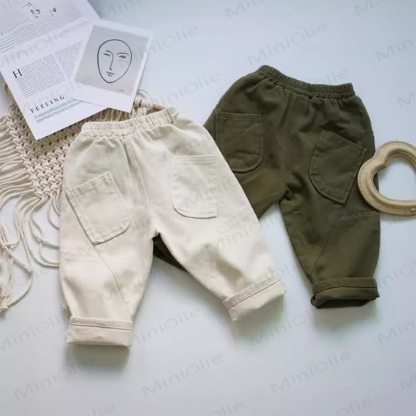 Toddler Solid Color Utility Pocket Pants - image 1