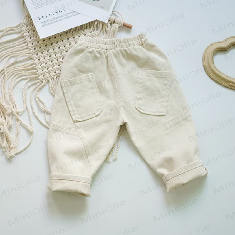 Toddler Solid Color Utility Pocket Pants - Beige - 8-9T - image 2
