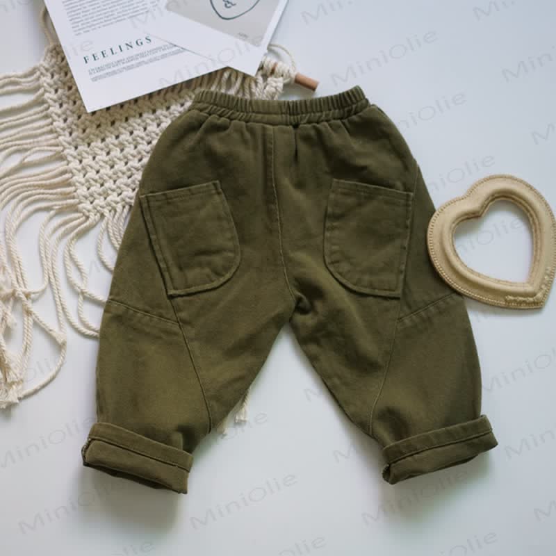 Toddler Solid Color Utility Pocket Pants - Green - 8-9T - image 3