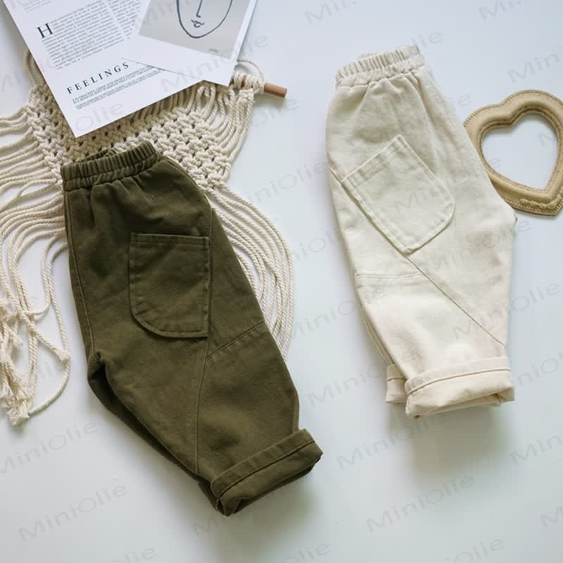 Toddler Solid Color Utility Pocket Pants - image 5