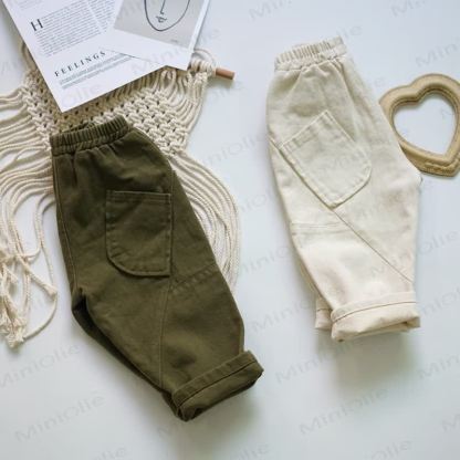 Toddler Solid Color Utility Pocket Pants - image 5