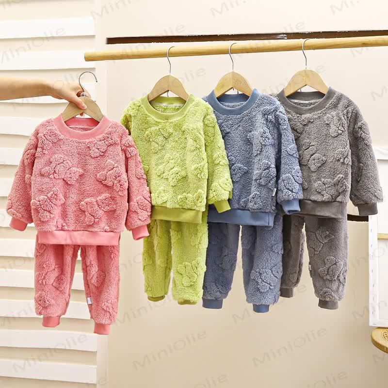 Toddler Solid Color Thickened Flannel Lounge 2-piece Set - image 1