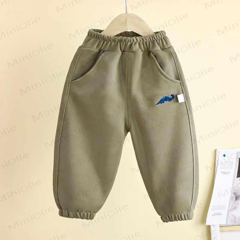 Toddler Boys Dino Embroidered Jogger Pants - Dark Green - 8-9T - image 4