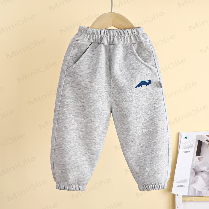 Toddler Boys Dino Embroidered Jogger Pants - Gray - 8-9T - image 5