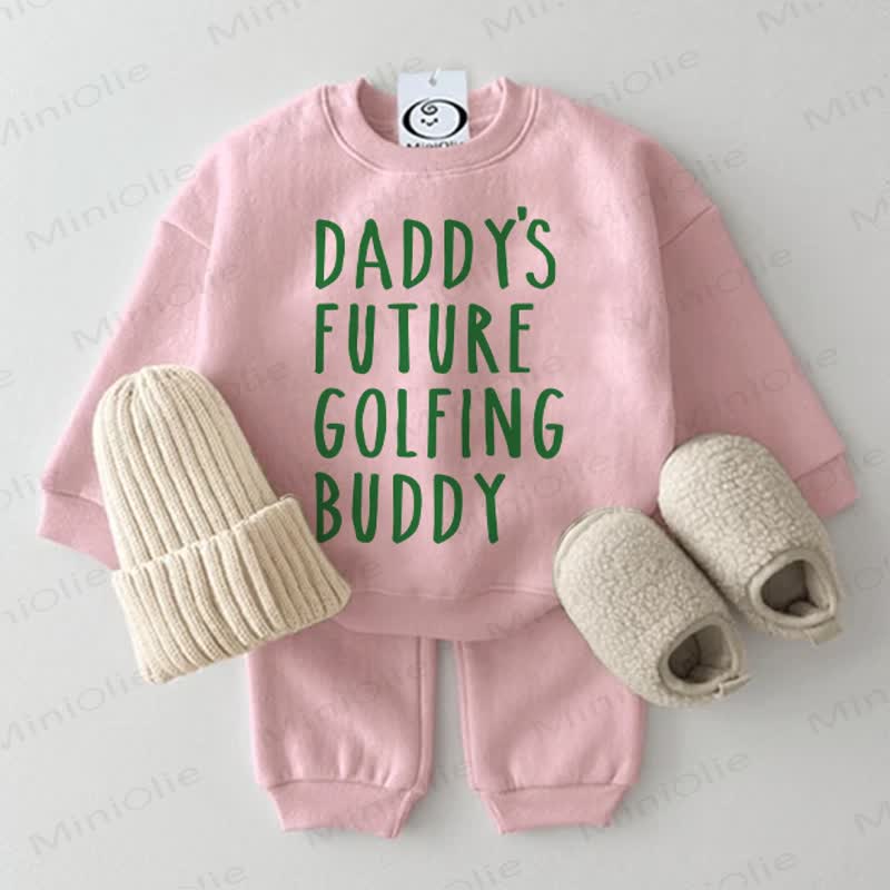 DADDY'S FUTURE GOLFING BUDDY Baby Pink Sweatshirt 2-piece Set - Pink - 2-3T - image 1