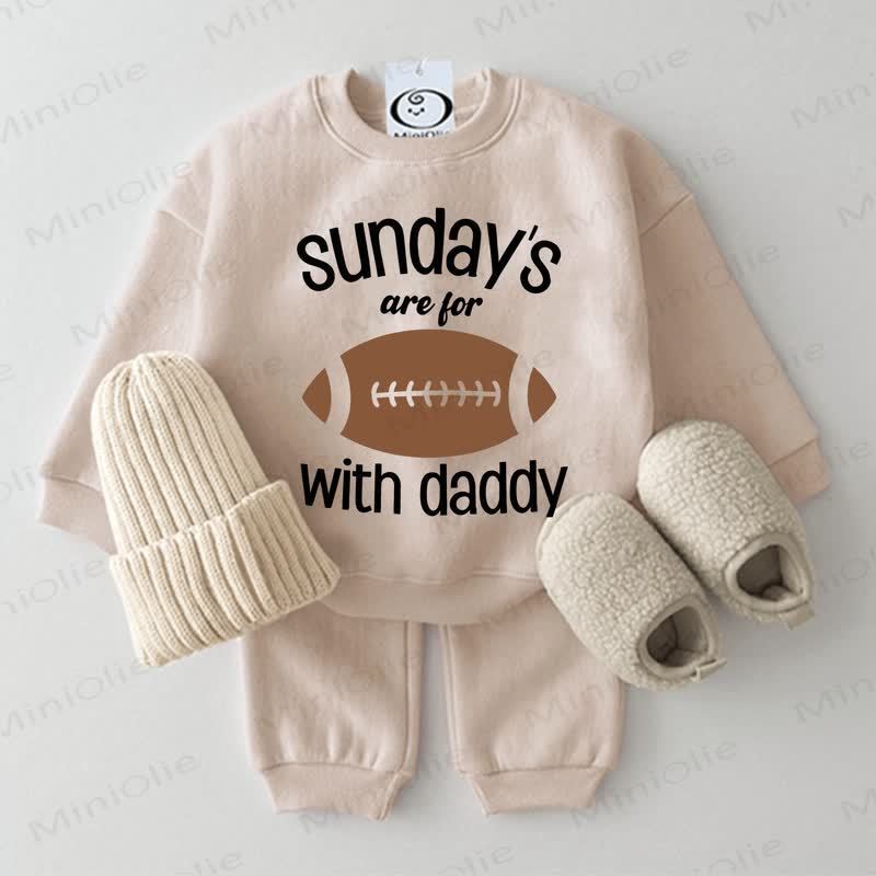 SUNDAY'S ARE FOR WITH DADDY Baby Sweatshirt 2-piece Set - Beige - 2-3T - image 1
