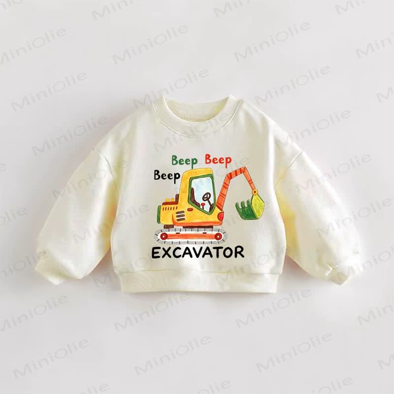 BEEP BEEP BEEP EXCAVATOR Baby Toddler Cream Sweatshirt - Cream - 3-5T - image 1