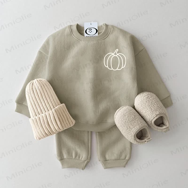 Baby Pumpkin Grey Green Sweatshirt 2-piece Set - Grey Green - 2-3T - image 1