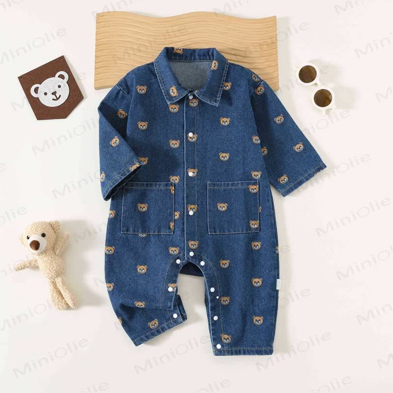 Baby Bear Polo Denim Romper - Blue - 2-3T - image 1