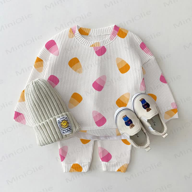 Baby Candy Print Waffle 2-piece Set - White - 2-3T - image 1