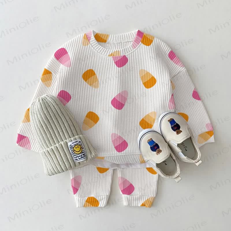 Baby Candy Print Waffle 2-piece Set - White - 2-3T - image 1