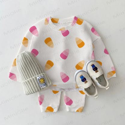 Baby Candy Print Waffle 2-piece Set - White - 2-3T - image 1