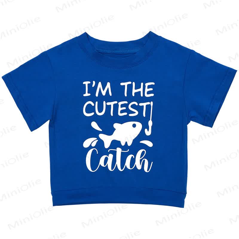 I'M THE CUTEST CATCH Toddler Baby Fish Print Short Sleeve Crew Neck Top Jogger Pants Set - image 2