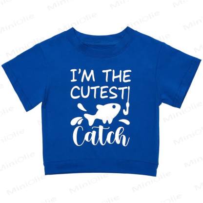 I'M THE CUTEST CATCH Toddler Baby Fish Print Short Sleeve Crew Neck Top Jogger Pants Set - image 2