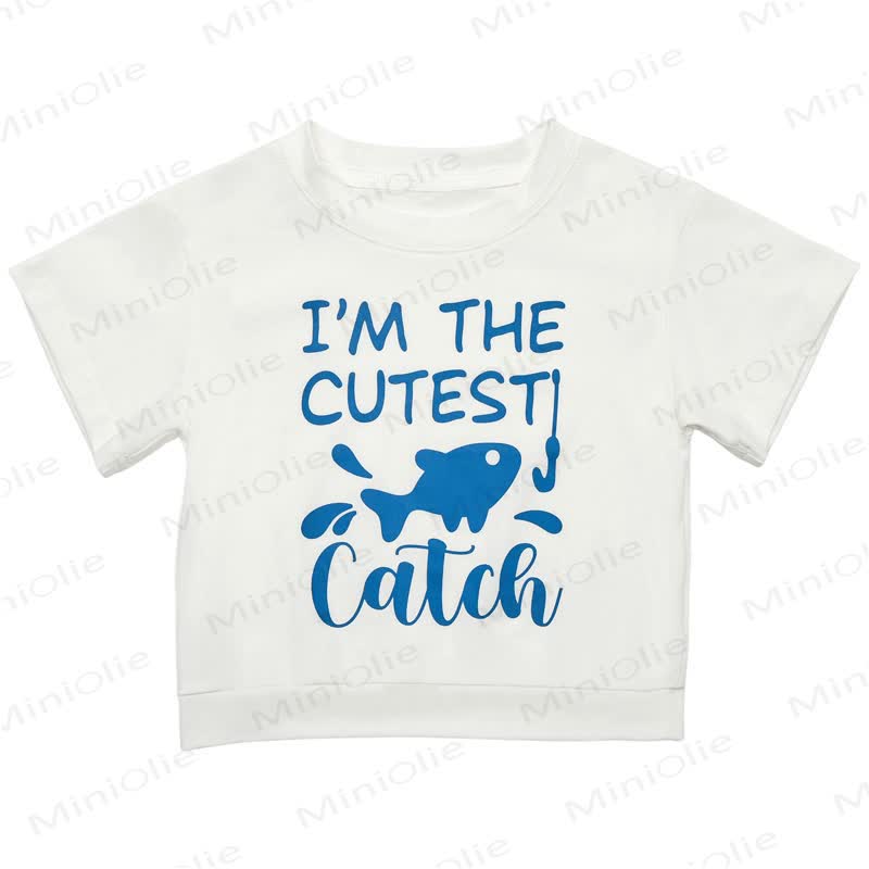 I'M THE CUTEST CATCH Toddler Baby Fish Print Short Sleeve Crew Neck Top Jogger Pants Set - image 4