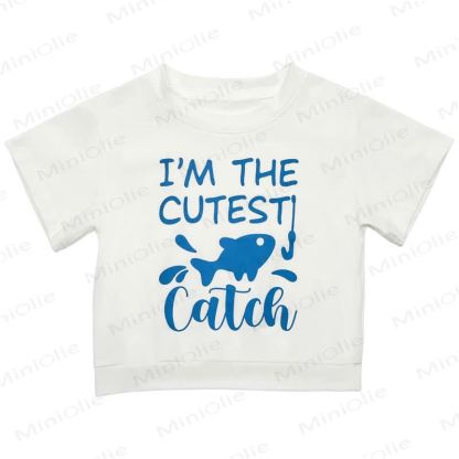 I'M THE CUTEST CATCH Toddler Baby Fish Print Short Sleeve Crew Neck Top Jogger Pants Set - image 4