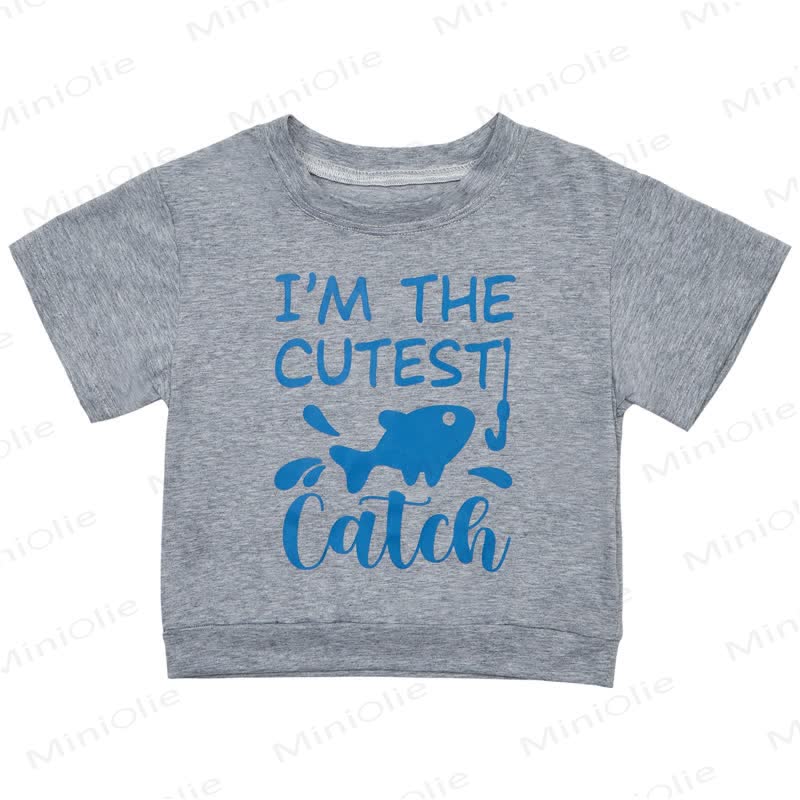 I'M THE CUTEST CATCH Toddler Baby Fish Print Short Sleeve Crew Neck Top Jogger Pants Set - image 6
