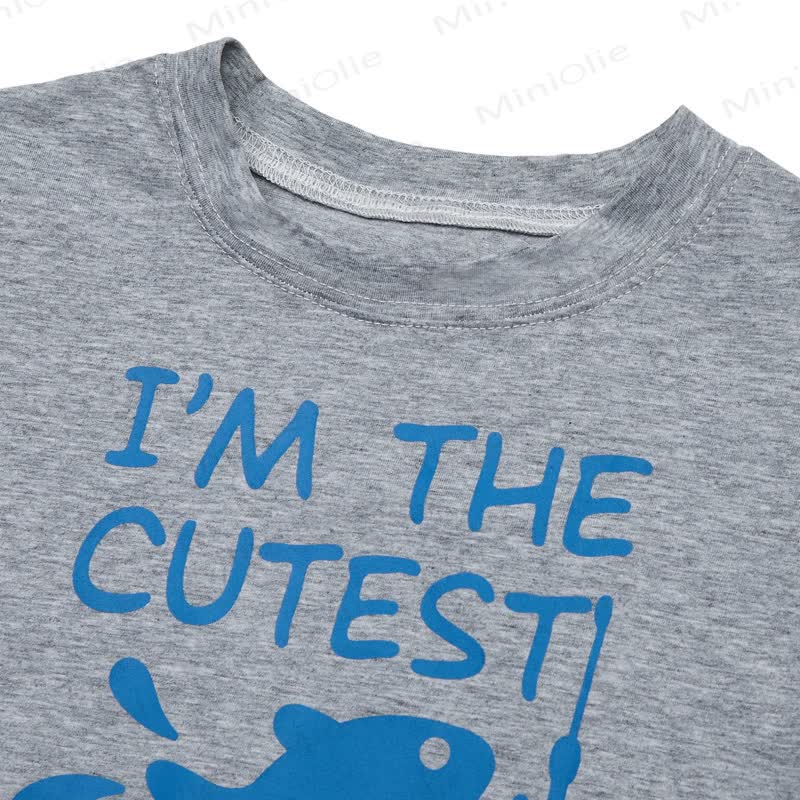 I'M THE CUTEST CATCH Toddler Baby Fish Print Short Sleeve Crew Neck Top Jogger Pants Set - image 9