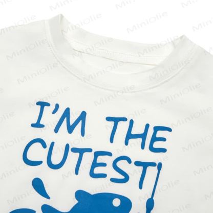 I'M THE CUTEST CATCH Toddler Baby Fish Print Short Sleeve Crew Neck Top Jogger Pants Set - image 8