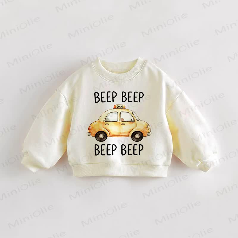 BEEP BEEP TAXI BEEP BEEP Baby Toddler Cream Sweatshirt - Cream - 3-5T - image 1