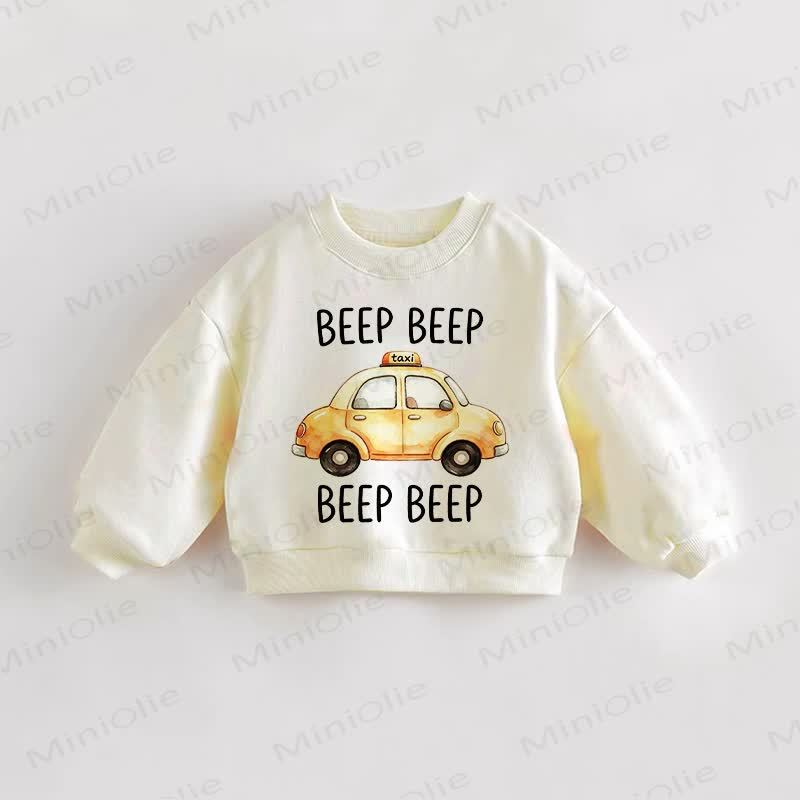 BEEP BEEP TAXI BEEP BEEP Baby Toddler Cream Sweatshirt - Cream - 3-5T - image 1