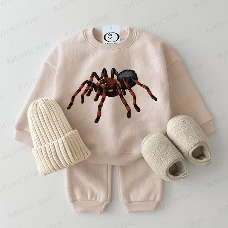 Baby Spider Beige Sweatshirt 2-piece Set - Beige - 2-3T - image 1