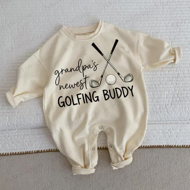GRANDPA'S NEWEST GOLFING BUDDY Baby Toddler Beige Romper - Beige - 2-3T - image 1
