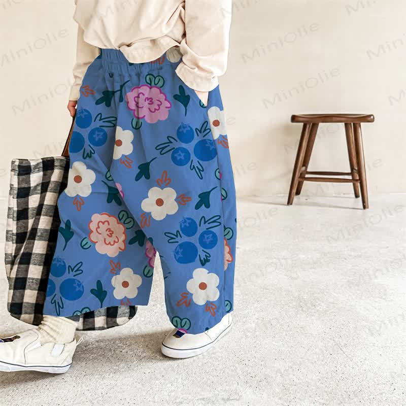 Baby Floral Blueberry Print Blue Pants - Blue - 2-3T - image 1