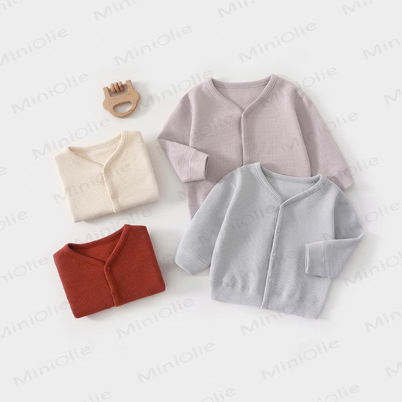 Baby Toddler Waffle Knit Front Snap Cardigan Coat - image 1