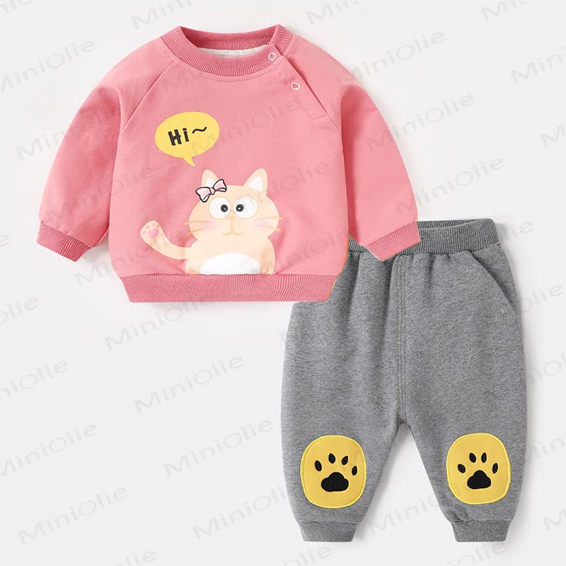 HI~ Baby Toddler Cartoon Animal Sweatshirt and Jogger 2-piece Set - Pink - 3-4T - image 4