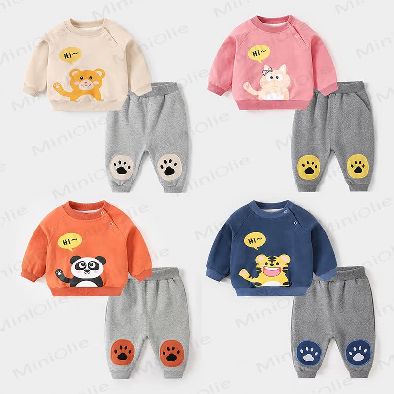 HI~ Baby Toddler Cartoon Animal Sweatshirt and Jogger 2-piece Set - image 1