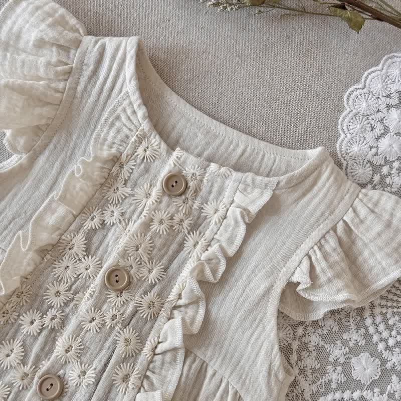 Baby Vintage Floral Lace Cotton Romper - image 6