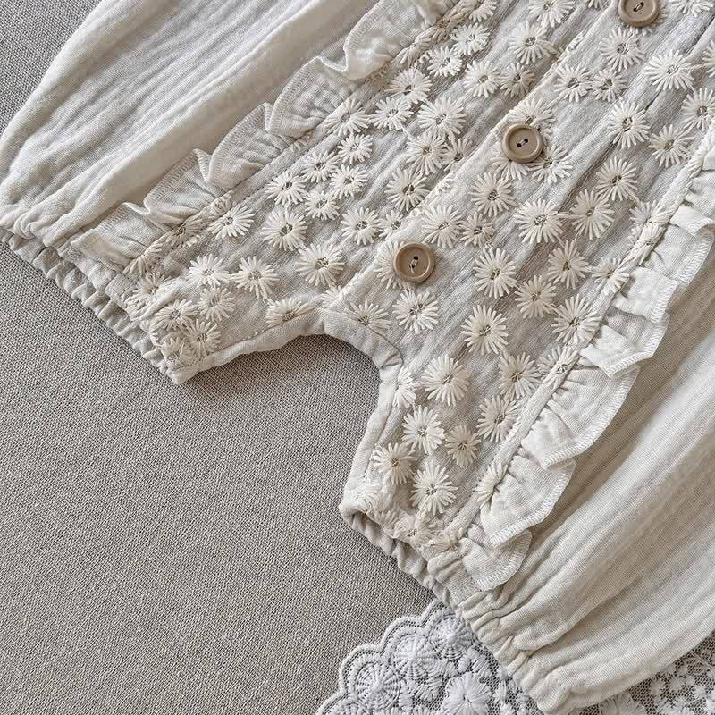 Baby Vintage Floral Lace Cotton Romper - image 7