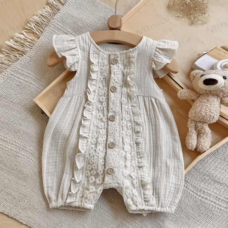 Baby Vintage Floral Lace Cotton Romper - image 2