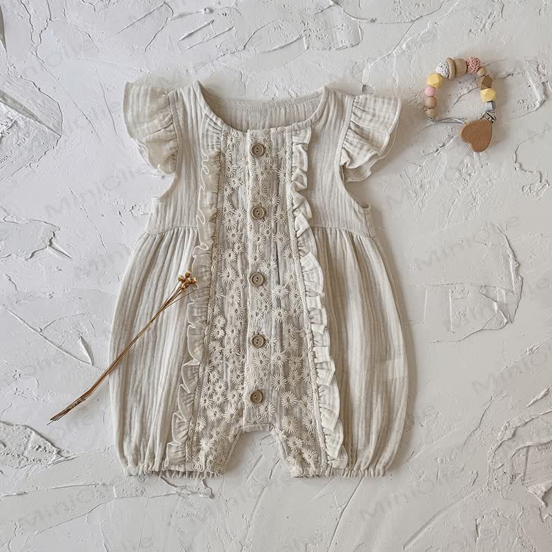 Baby Vintage Floral Lace Cotton Romper - image 4